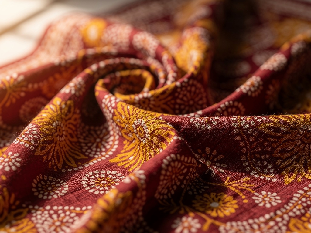 Red and yellow Wadhwan bandhani fabric with thousands of tie-dye dots